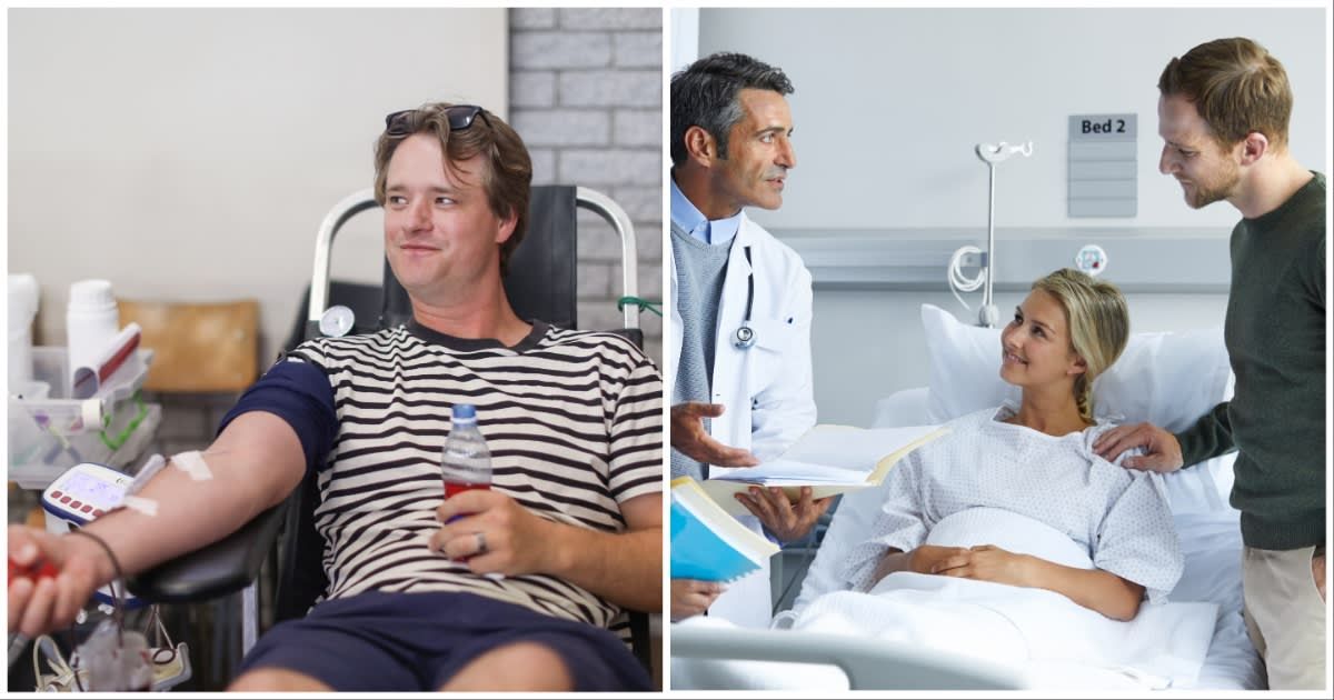 (L ) A man donating blood ; (R) A female patient and her husband talking to a doctor (Representative Cover Source: Getty Images | Photo by (L) Petri Oeschger ; (R) Morsa Images)
