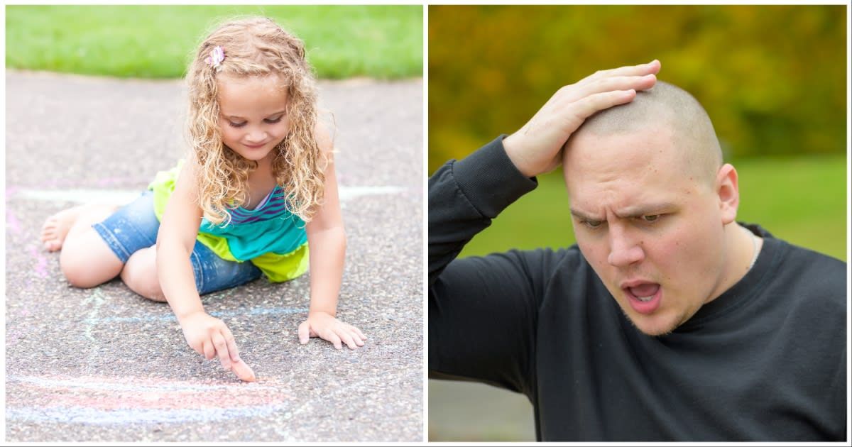 (L ) A kid drawing with chalk on the ground ; (R) A man looks shocked watching something below (Representative Cover Source: Getty Images | Photo by (L) emholk ; (R) mheim3011)