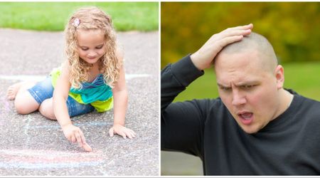 Dad was thrilled to see his toddler draw her mom with chalk — until he saw how she drew him and went quiet