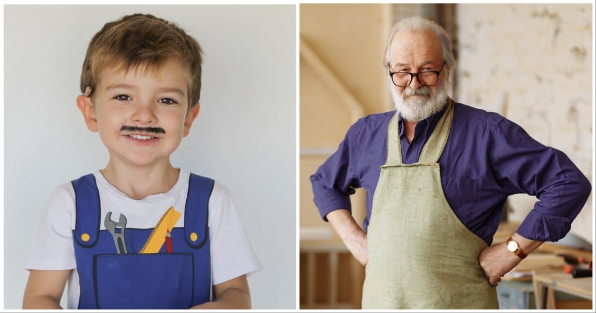 (L ) A kid dressed up as a maintenance worker ; (R) An elderly maintenance worker looking at someone (Representative Cover Source: Getty Images | Photo by (L) Isabel Pavia ; (R) Albert Shakirov)