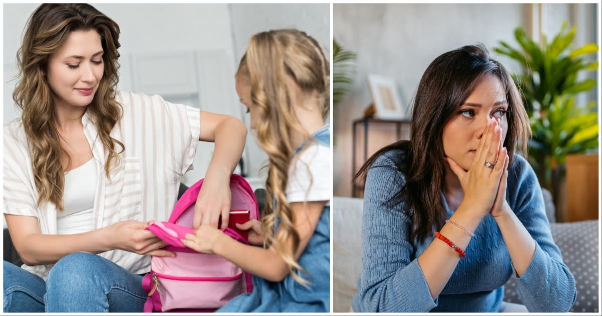(L ) A mother checking her daughter's backpack ; (R) A woman looks concerned (Representative Cover Source: Getty Images | Photo by (L) LightFieldStudios ; (R) urbazon)