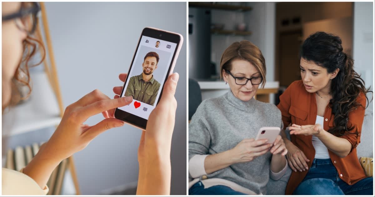 (L ) A woman checking a man's dating profile ; (R) A woman showing an elderly woman something on her phone (Representative Cover Source: Getty Images | Photo by (L) Lacheev ; (R) milorad kravic)