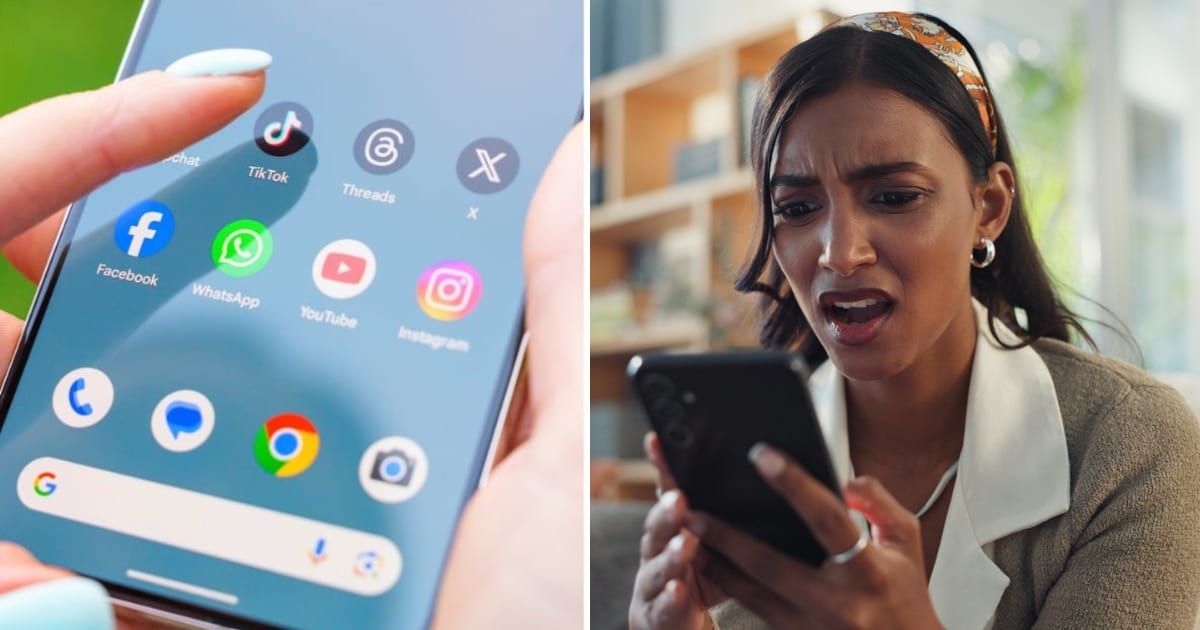 (L) A woman using her phone. (R) A woman shocked looking at her phone. (Representative Cover Image Source: Getty Images | (L) georgeclerk, (R) Jacob Wackerhausen)