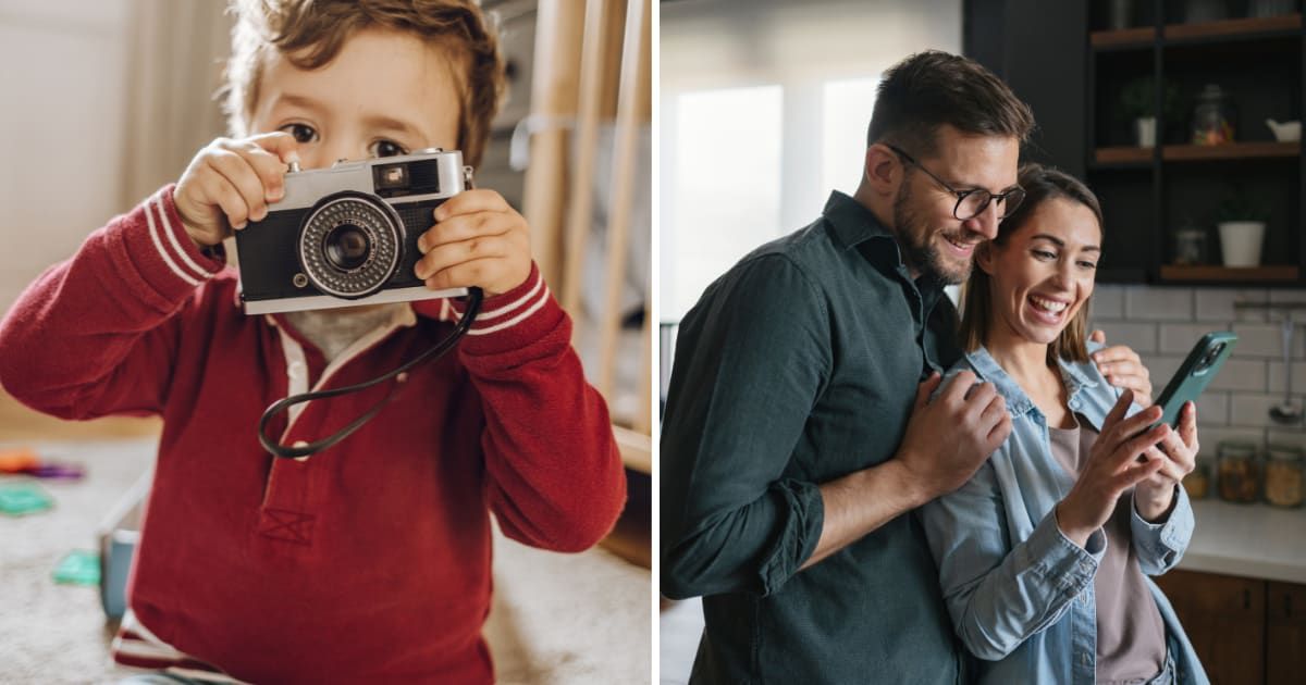 (L) A toddler with camera in hand. (R) A couple smiling looking at something. (Representative Cover Image Source: Getty Images | (L) Orbon Alija, (R) Realpeoplegroup)