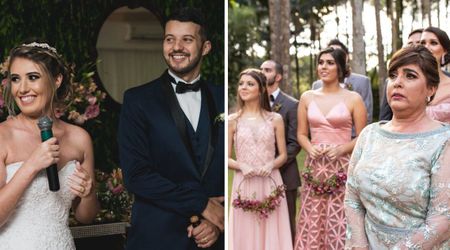 Bride and groom stunned guests with a surprise pregnancy announcement at their wedding — then one detail moments later left the room in tears