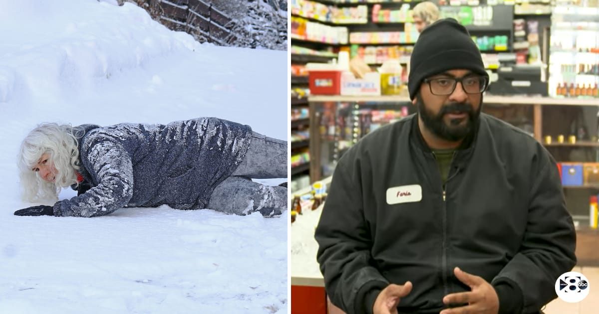 Cover Image Source: (L) Woman slipped during snow storm, Astrid860 | Getty Images, (R) Faris Hussain, store manager | www.wfaa.com)