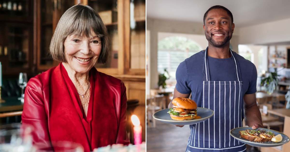 (L) Old woman at restaurant; (R) Man serving burgers (Representative cover image source: Getty | Photo by (L) Tom Werner; (R) Toucan Studios)