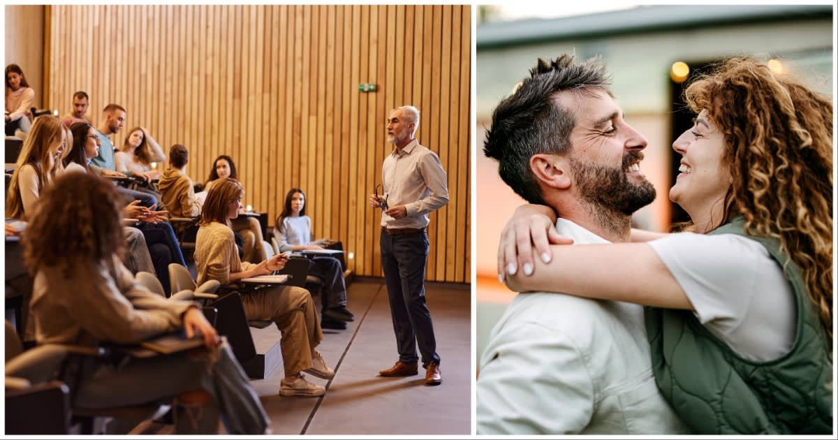 (L ) A professor talking to his students ; (R) A couple embracing (Representative Cover Source: Getty Images | Photo by (L) skynesher ; (R) StefaNikolic)
