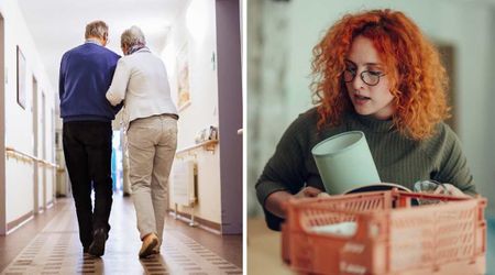Elderly couple walking hallway daily stopped in their tracks when they found their photo pinned with a note — but it left them smiling