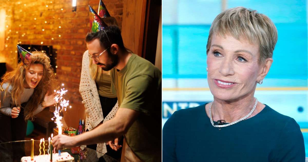 (L) Friends at a surprise birthday party (Representative Cover Image Source: Getty | Nikola Spasenoski; (R) Barbara Corcoran visits FOX Business' "The Claman Countdown" on May 31, 2023 (Cover image source: Getty | John Lamparski)