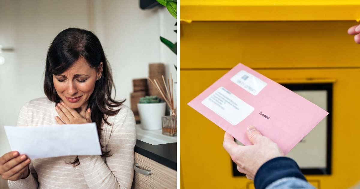 (L) A woman overwhelmed with emotion while reading a letter; (R) A man dropping letter, sealed in envelope (Representative cover image source: Getty | (L) nortonrsx; (R) Westend61)