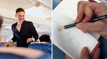 Passenger surprised the always‑smiling flight attendant with a piece of art — his teary reaction had his manager saying he ‘deserved it’