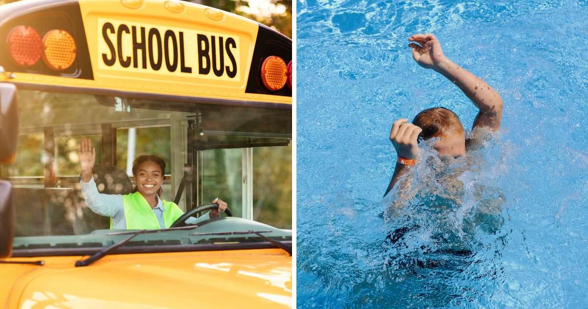 (L) Female bus driver. (R) Kid drowning in water. (Representative Cover Image Source: Getty Images | (L) Prostock studio, (R) Elena Lavrinovich)
