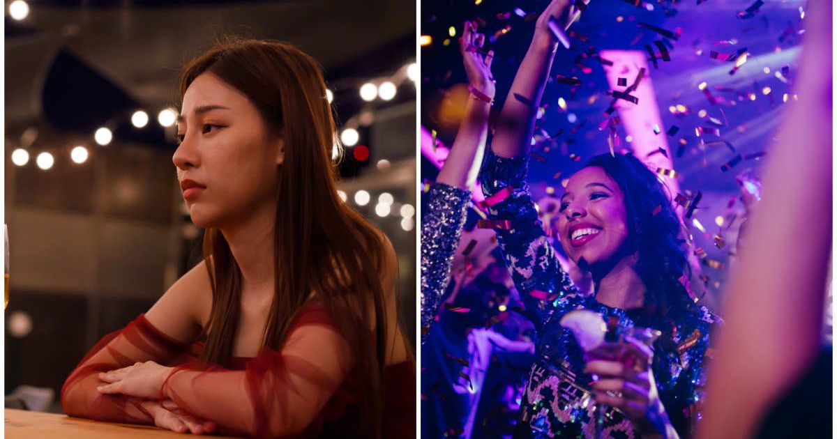 (L ) A sad girl at a party ; (R) A woman partying noticing someone  (Representative Cover Image Source: Getty Images | Photo by (L) Complexio ; (R) wundervisuals)
