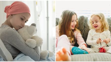 Little girl worn out from cancer treatment saw her baby sister sick with the flu — and her response left their mom in tears