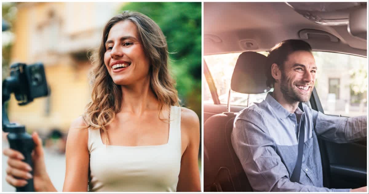 (L ) A woman filming herself ; (R) A man smiling at someone in a car (Representative Cover Image Source: Getty Images | Photo by (L) ZenSaBi ; (R) Markus Bernhard)