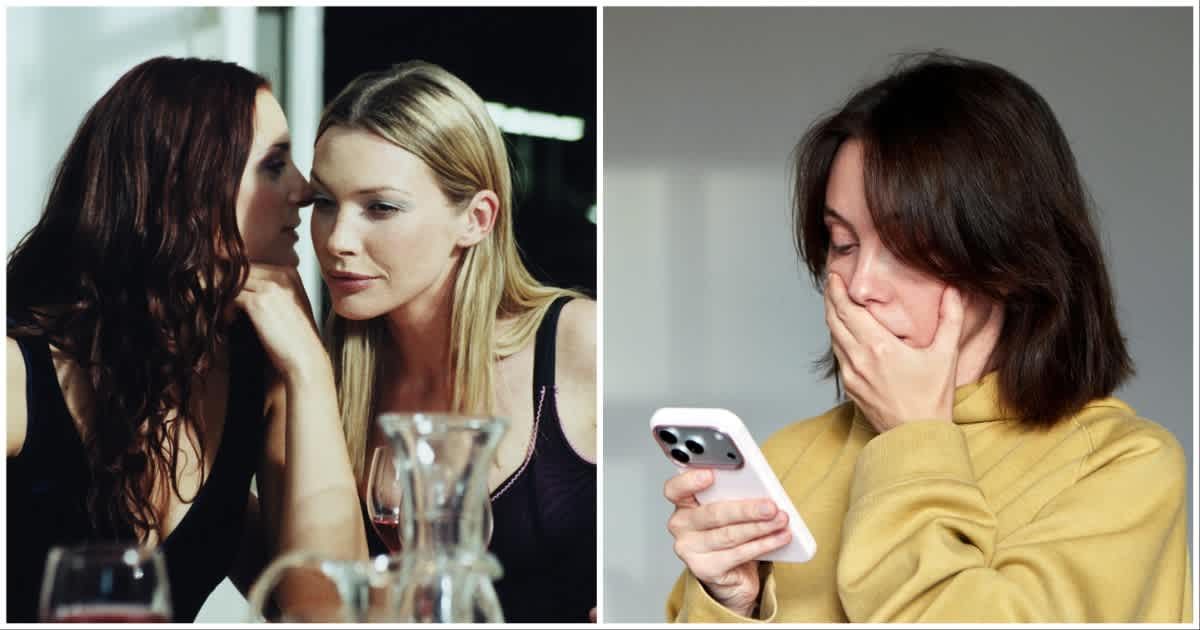 (L ) A woman whispering something to her friend ; (R) A woman looks shocked, seeing something on her phone (Representative Cover Image Source: Getty Images | Photo by (L) Uwe Krejci ; (R) Ekaterina Demidova)