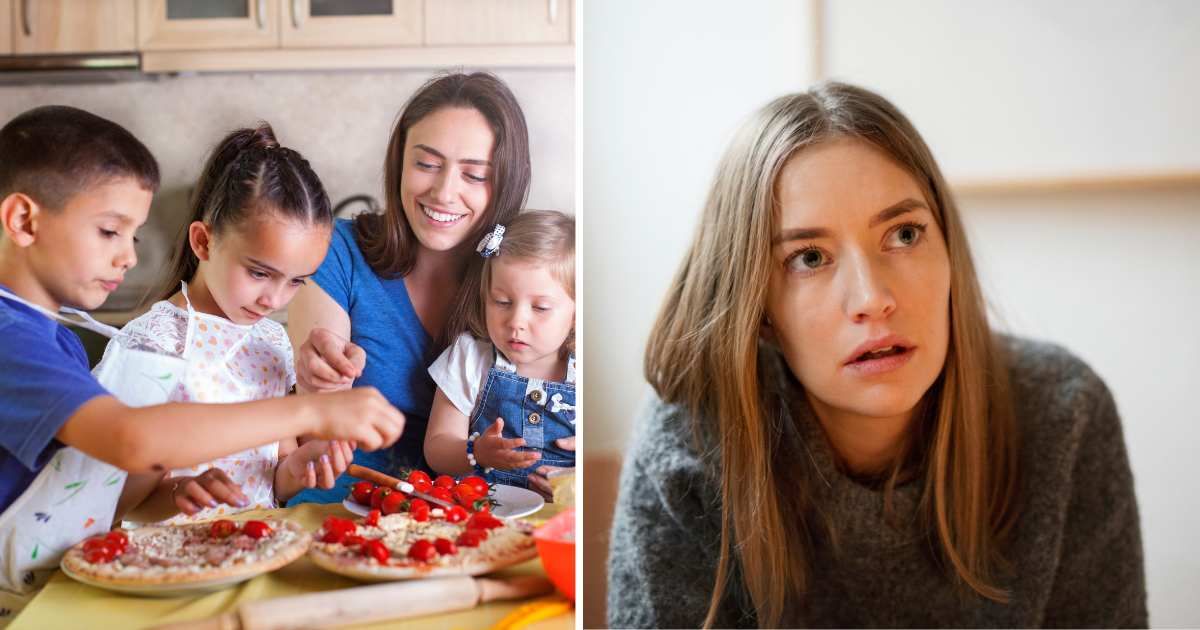 (L) Kids with babysitter. (R) Woman shocked. (Representative Cover Image Source: Getty Images | (L) eli_asenova, (R) Johner images)