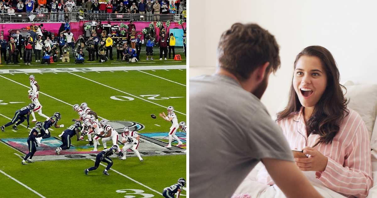 (L) Super bowl match. (R) Woman shocked at husband. (Representative Cover Image Source: Getty Images | (L) Thearon W. Henderson, (R) Jacob wackerhausen)