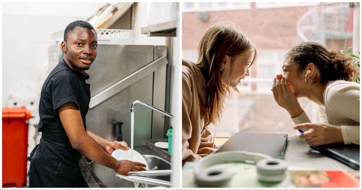 (L ) A restaurant employee working ; (R) Teenagers gossiping (Representative Cover Image Source: Getty Images | Photo by (L) urbazon ; (R) Maskot)