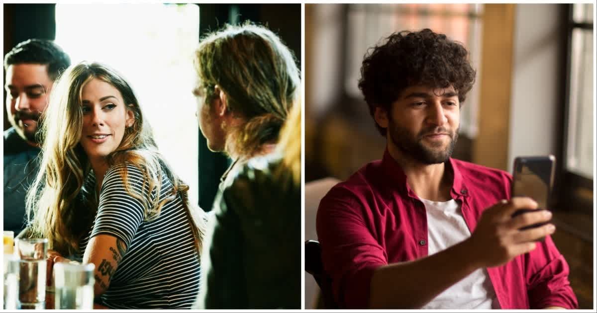 (L ) Woman talking to man at bar ; (R) A man filming a video (Representative Cover Image Source: Getty Images | Photo by (L) Thomas Barwick ; (R) ridvan_celik)