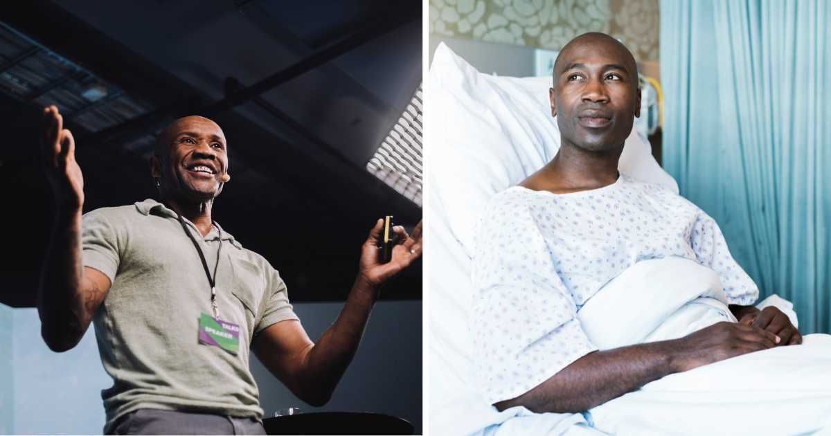 (L) Man giving speech. (R) Man sitting in hospital. (Representative Cover Image Source: Getty Images | (L) Maskot, (R) Stigur mar karlsson)
