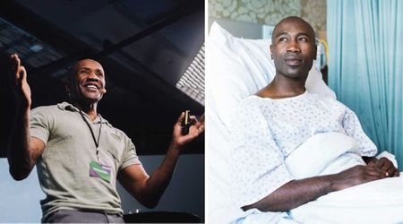 Health advocate was speaking at an event when a stranger pointed at his neck — doctors later called her an 'angel' who saved his life