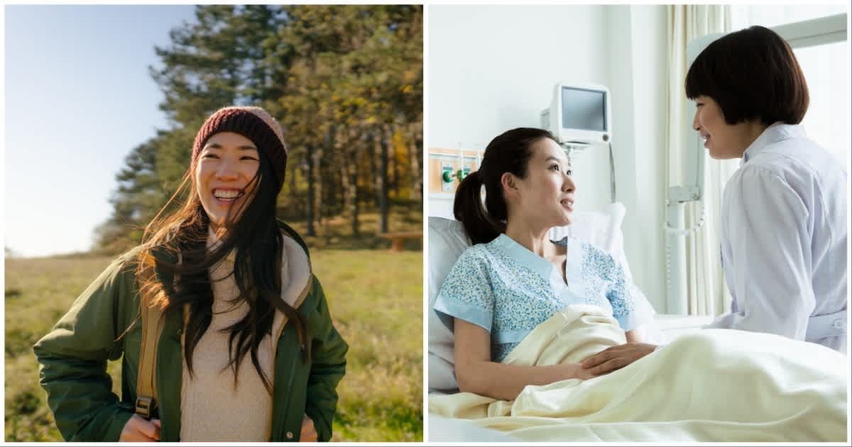 (L ) A woman on a trek ; (R) A woman with a female doctor at a hospital (Representative Cover Image Source: Getty Images | Photo by (L) AleksandarNakic ; (R) XiXinXing)