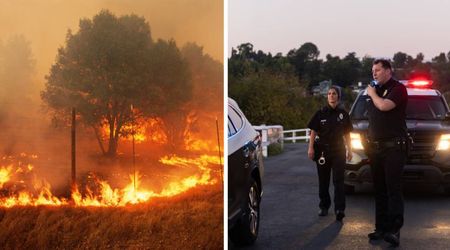 Troopers left their patrol SUV to reroute traffic near a grass fire — moments later, dashcam footage caught a nightmare they escaped by seconds