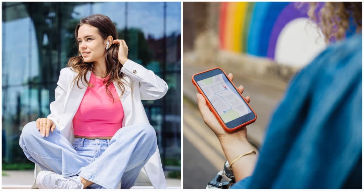 (L ) A woman using her AirPods ; (R) A woman tracking location (Representative Cover Image Source: Getty Images | Photo by (L) Iryna Inshyna ; (R) Angel Santana)