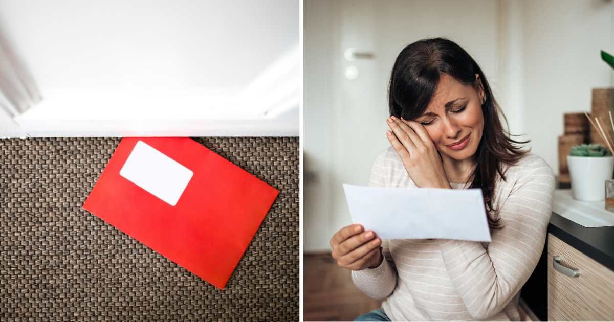 (L) Letter on floor. (R) Woman crying reading letter. (Representative Cover Image Source: Getty Images | (L) basak gurbux derman, (R) nortonrsx)