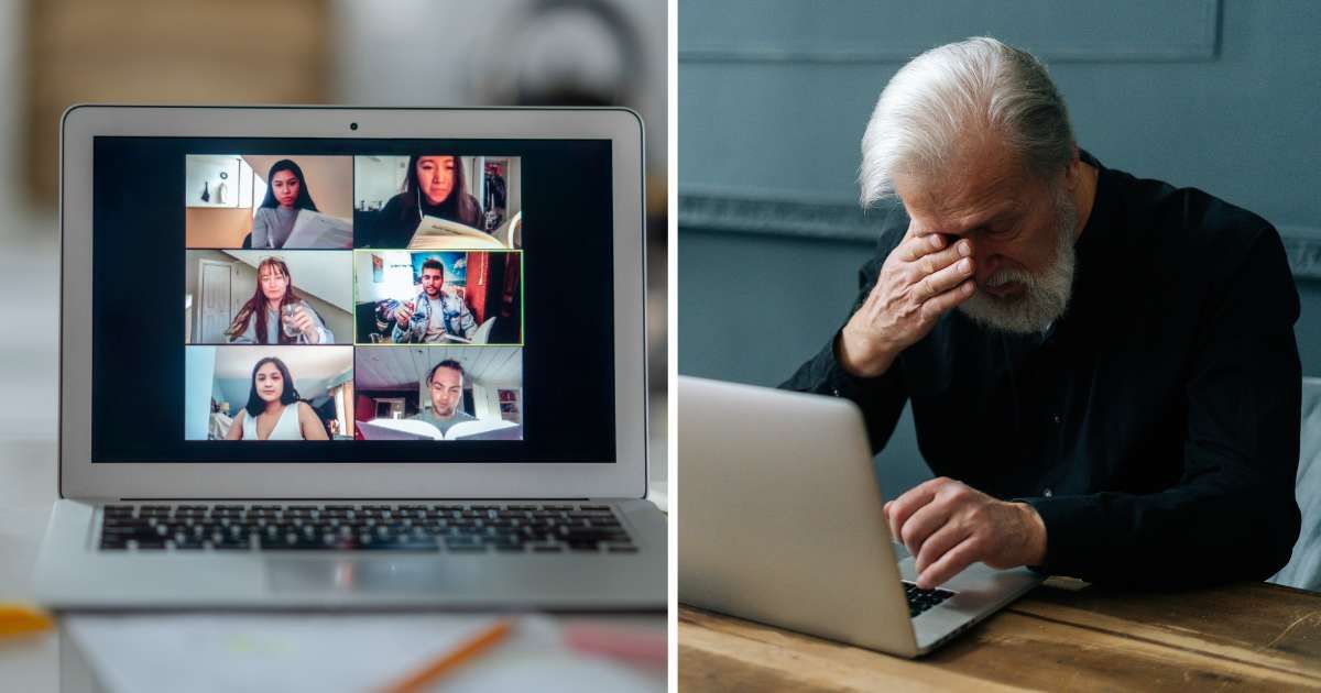 (L) Students on zoom call. (R) Emotional old man using laptop. (Representative Cover Image Source: Getty Images | (L) fatcamera, (R) dikushin)
