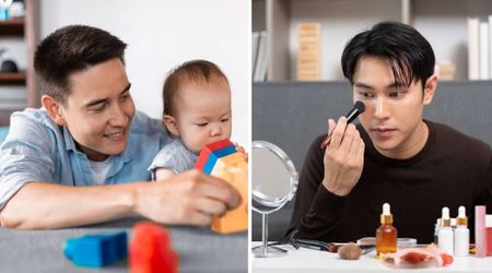 Dad played with his baby’s favorite toy for 15 minutes before work — it had him wearing makeup to the office for days