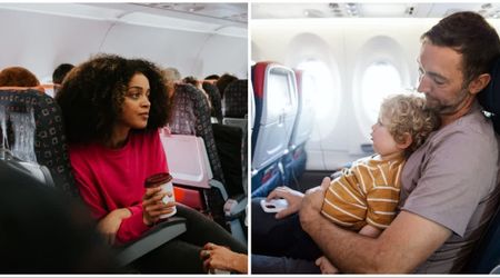 Fed up with a kid kicking her seat on a 4-hour flight, she asked the parents to switch seats — the dad stunned her with his response