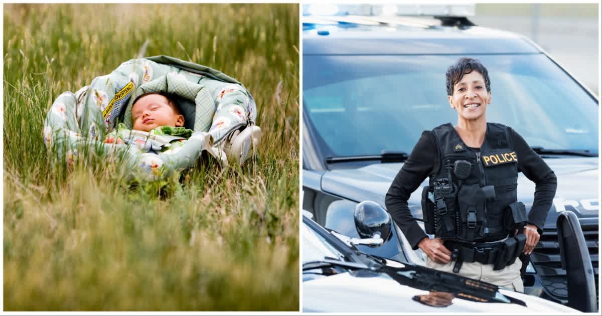 (L ) An abandoned baby ; (R) A female cop (Representative Cover Image Source: Getty Images | Photo by (L) Steve Glass ; (R) kali9)