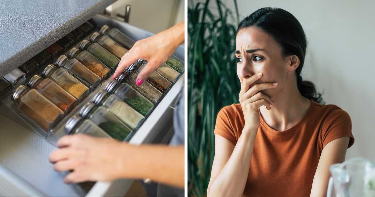 (L) Spice set in kitchen. (R) Woman crying. (Representative Cover Image Source: Getty Images | (L) Westend61, (R) Povozniuk)