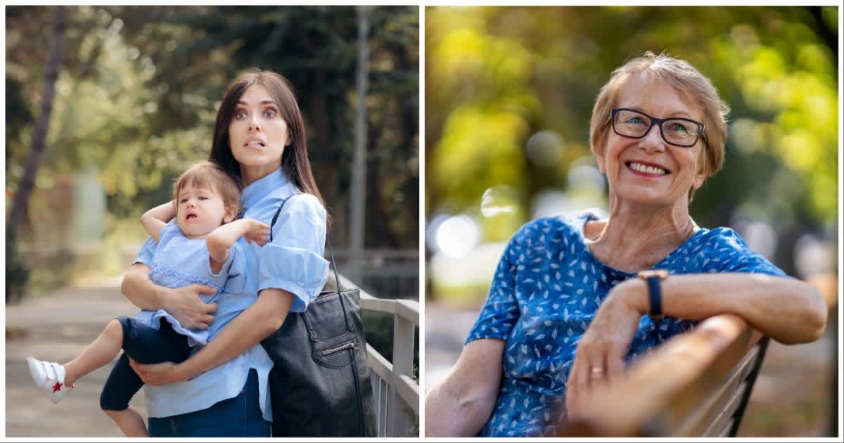 (L ) A mother looks stressed with toddler ; (R) An elderly woman (Representative Cover Image Source: Getty Images | Photo by (L) nicoletaionescu ; (R) PIKSEL)