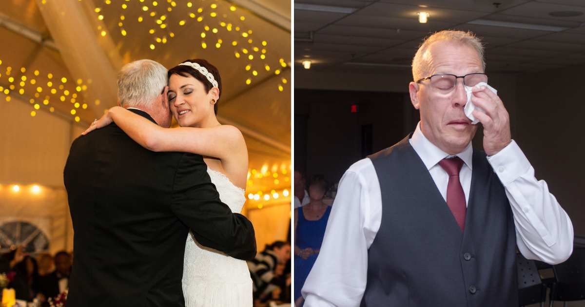 (L) Father dancing with daughter at wedding. (R) Emotional father crying. (Representative Cover Image Source: Getty Images | (L) Roberto Westbrook, (R) Marc Dufresne)