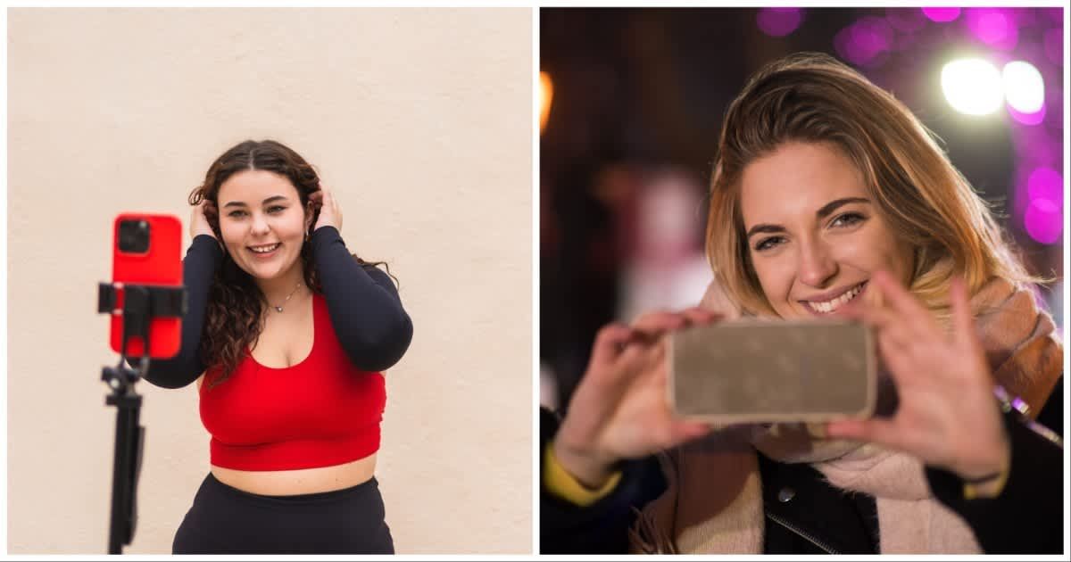 (L ) Body positive influencer recording herself ; (R) A woman clicking picture (Representative Cover Image Source: Getty Images | Photo by (L) Pablo Leal Dominguez ; (R) Martin Novak)