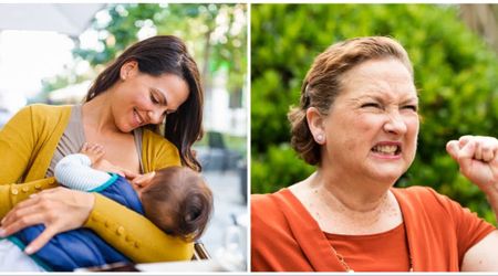 Elderly woman stormed over to shame a woman for breastfeeding at a grocery store — the mom’s wild 'cover up' solution shut her down instantly