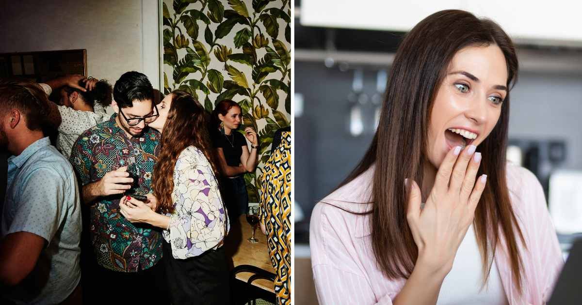 (L) Couple at party. (R) Woman happy shocked. (Representative Cover Image Source: Getty Images | (L) Thomas barwick, (R) dangrytsku)