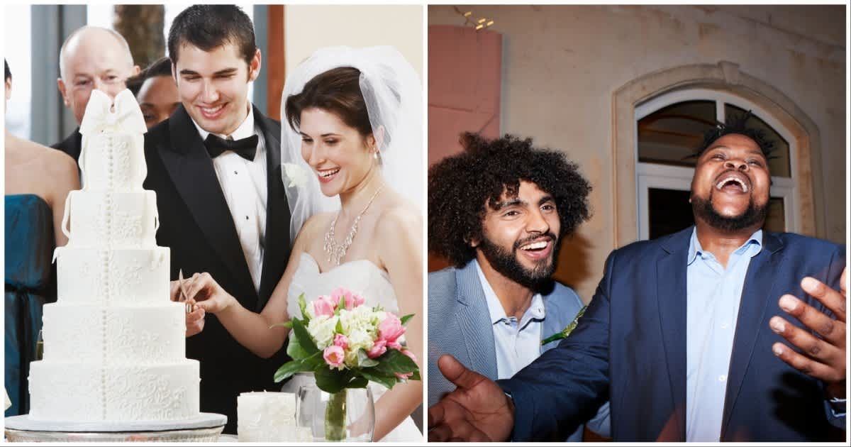 (L ) A bride and groom during their cake cutting ceremony ; (R) Male friends dancing at party during wedding reception (Representative Cover Image Source: Getty Images | Photo by (L) Fuse ; (R) Klaus Vedfelt)