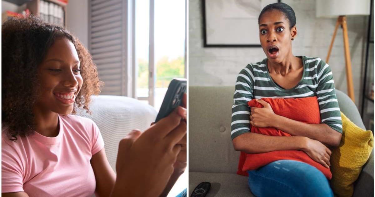 (L ) A woman texting someone ; (R) A woman watching TV looks surprised  (Representative Cover Image Source: Getty Images | Photo by (L) monkeybusinessimages ; (R) Hirurg)