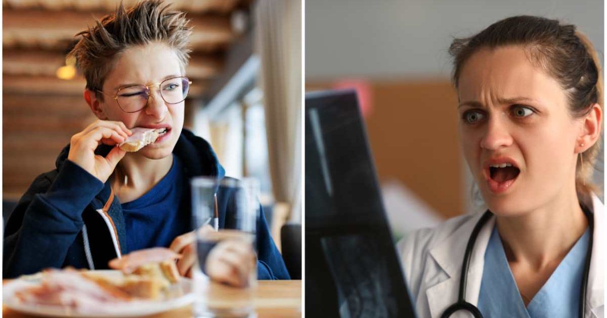 (L ) A kid eating a sandwich ; (R) A doctor looks shocked seeing an X-ray report (Representative Cover Image Source: Getty Images | Photo by (L) Imgorthand ; (R) Ivan-balvan)
