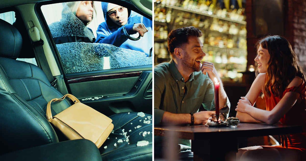 (L) Thieves stealing from a car. (R) Couple on a date. (Representative Cover Image Source: Getty Images | (L) Flying colours ltd, (R) stockbusters)