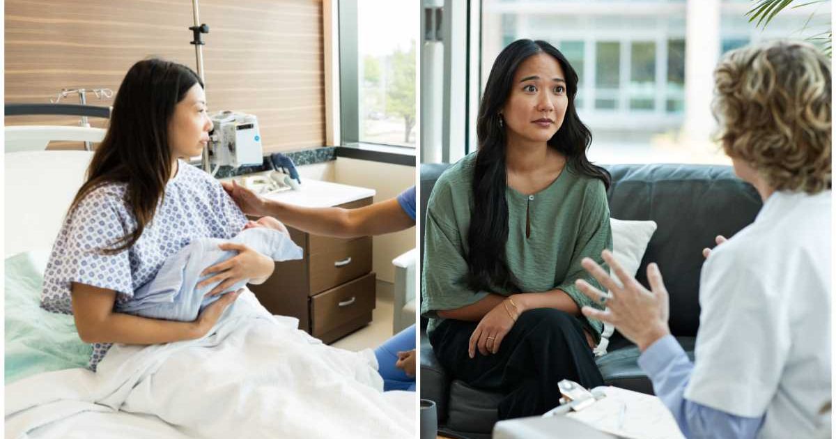(L ) A new mother talking to a doctor ; (R) A woman looks visibly shocked, hearing something from the doctor (Representative Cover Image Source: Getty Images | Photo by (L) SDI Productions ; (R) Klaus Vedfelt)