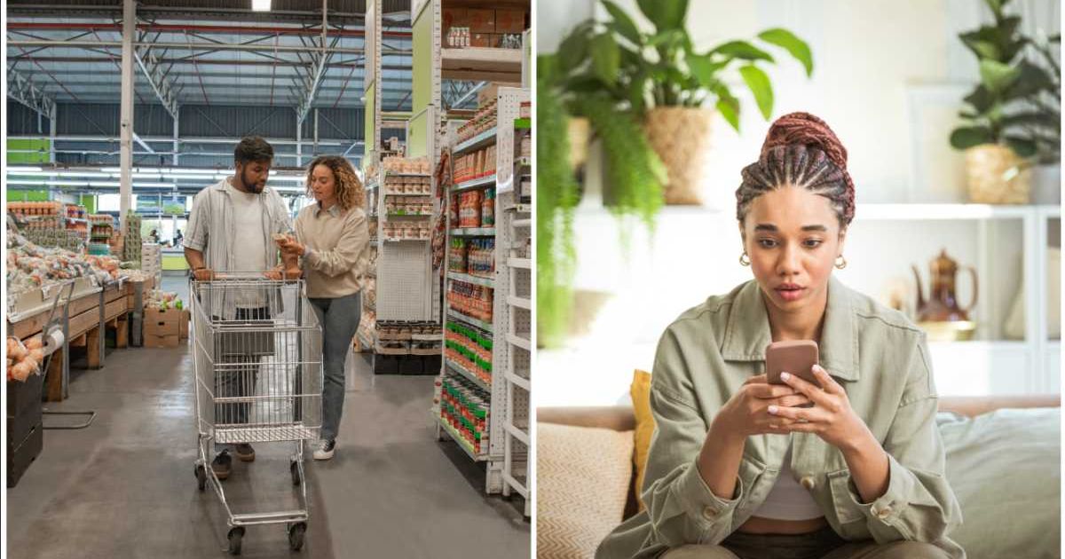 (L ) A couple checking grocery list from phones notes ; (R) A woman looks shocked reading something on phone (Representative Cover Image Source: Getty Images | Photo by (L) Smile ; (R) izusek)