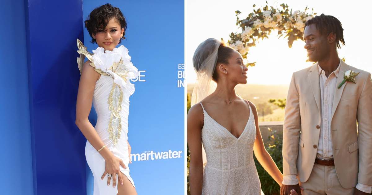 Zendaya at an event. (R) Couple getting married. (Representative Cover Image Source: Getty Images | (L) Monica Schipper, (R) Klaus Vedfelt)