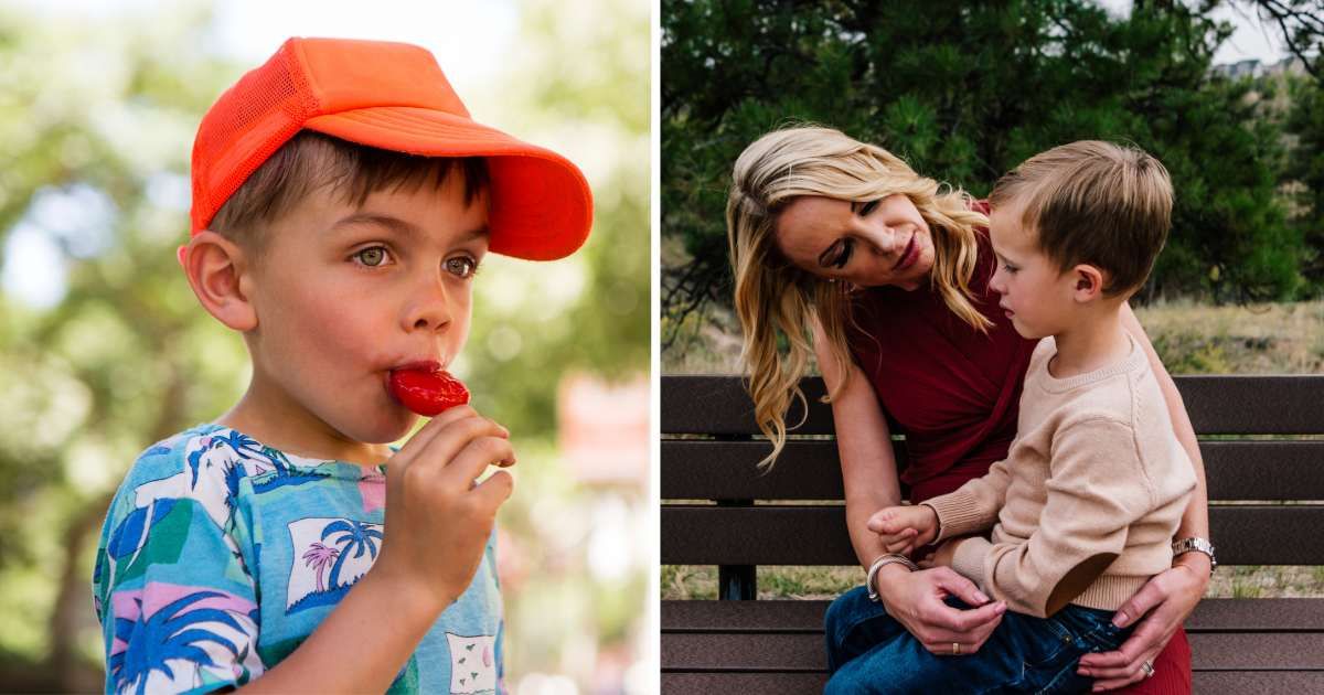 (L) Toddler eating candy in park. (R) Woman talking to her son. (Representative Cover Image Source: Getty Images | (L) Jorn, (R) Cavan Images)