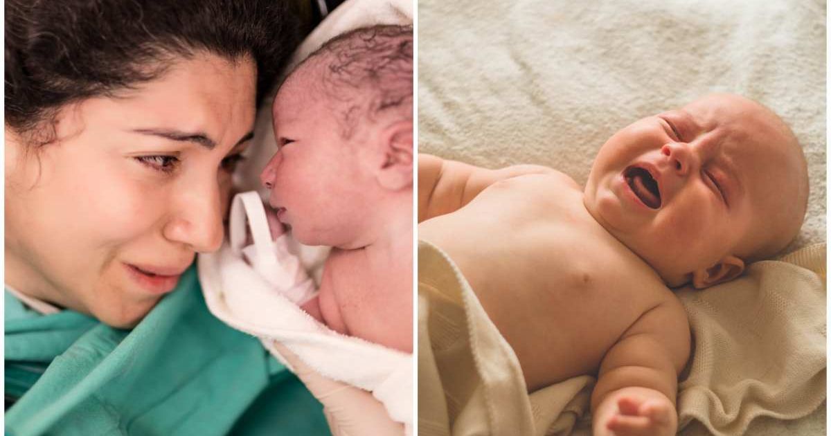 (L ) A mother cries as she looks at her just-born baby ; (R) A newborn baby crying (Representative Cover Image Source: Getty Images | Photo by (L) guvendemir ; (R) Anastasiia Stiahailo)